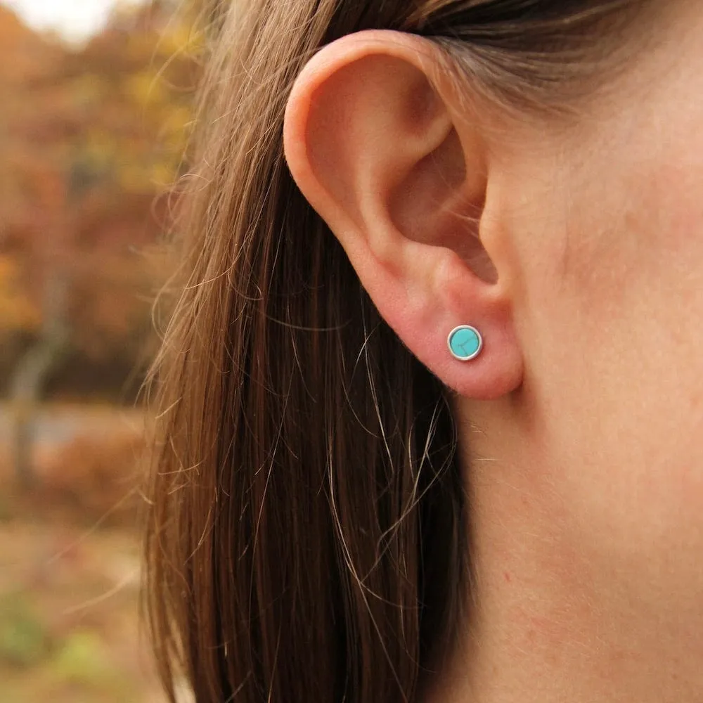 Silver Turquoise Disc Ear Jackets