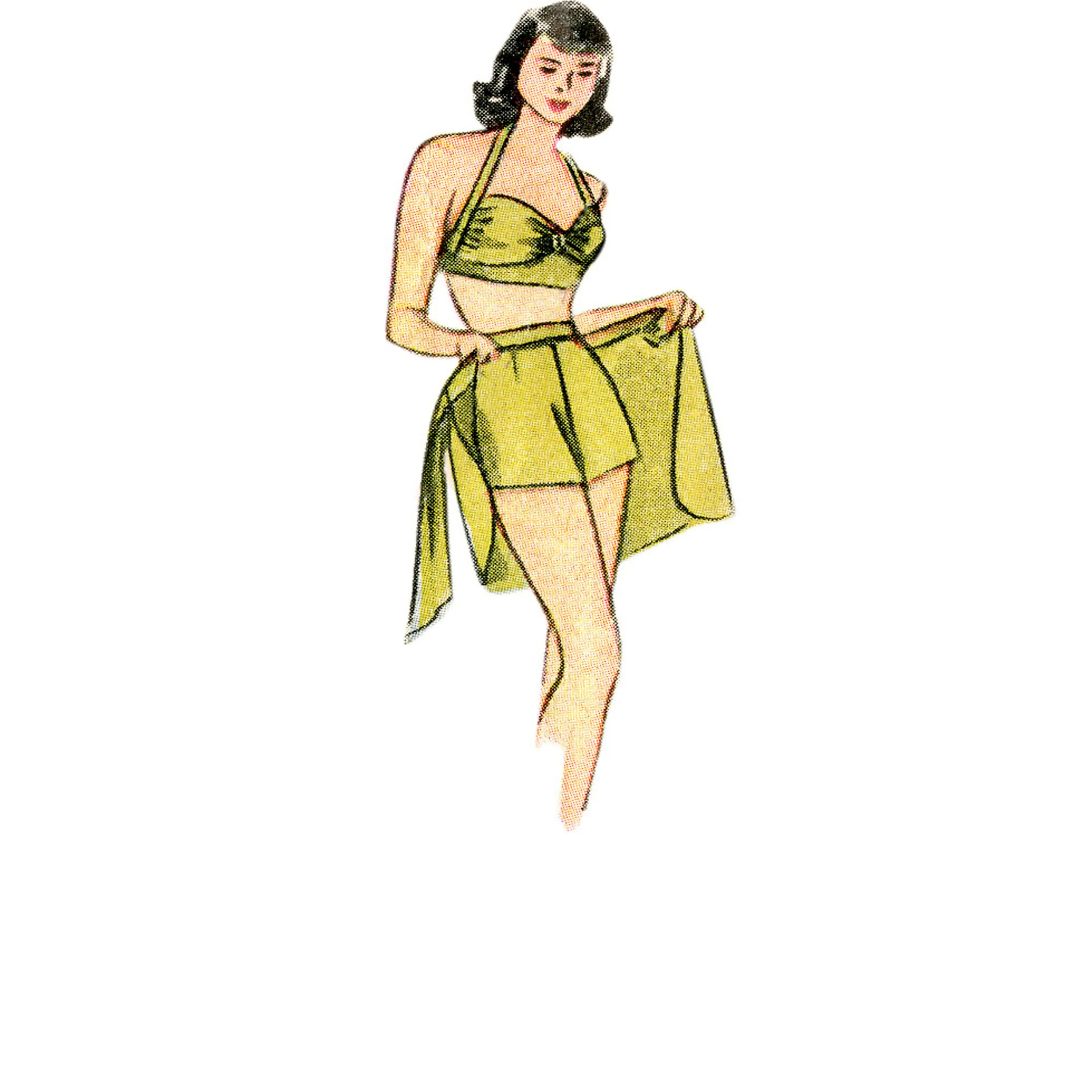 Simplicity Pattern 8932 Misses' Vintage Bikini Top, Shorts, Wrap, Skirt and Coat