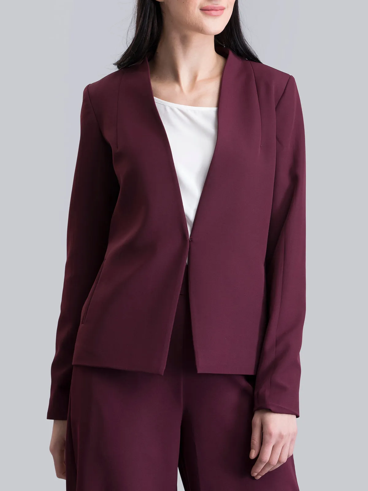 Stylish Hook Closure Jacket - Maroon