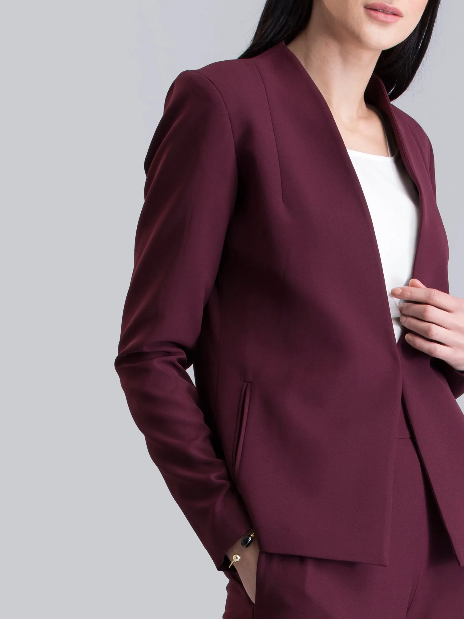 Stylish Hook Closure Jacket - Maroon