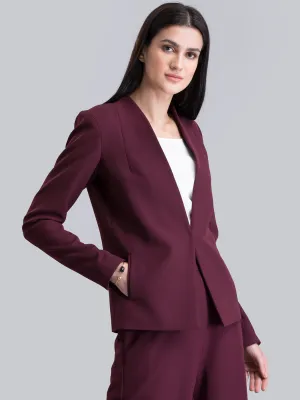 Stylish Hook Closure Jacket - Maroon