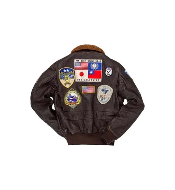 Top Gun Aviator Bomber Leather Brown Jacket Men