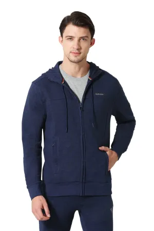 Van Heusen Men Athleisure Smart Tech Hoodie - Easy Stain Release, Anti Stat, Ultra Soft_80004_Blue Melange_S