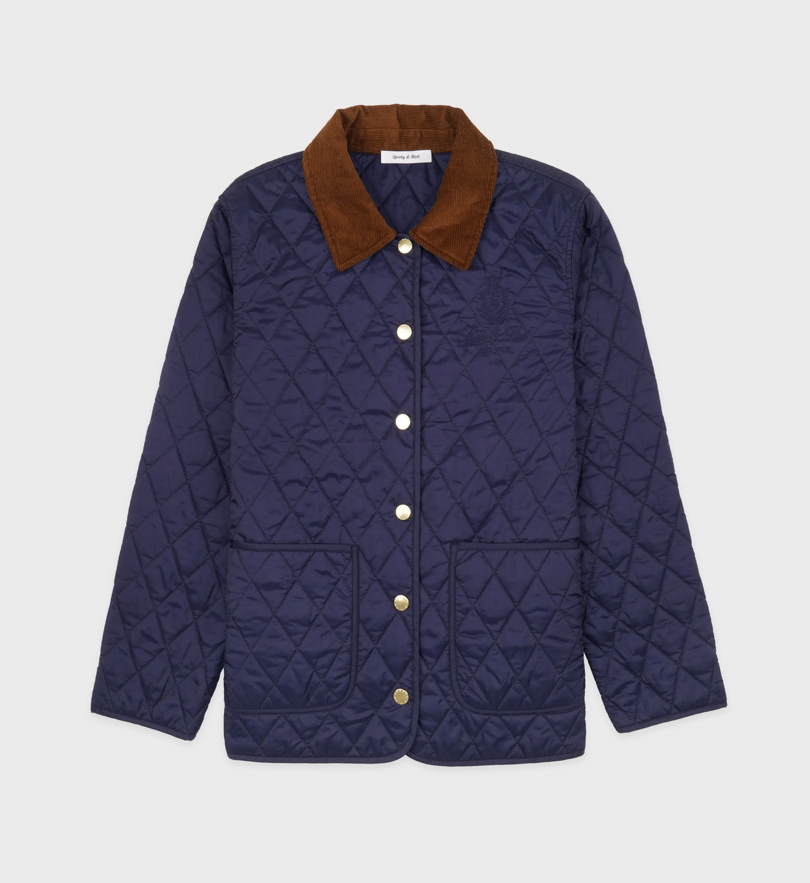 Vendome Nylon Quilted Jacket - Navy/Tan