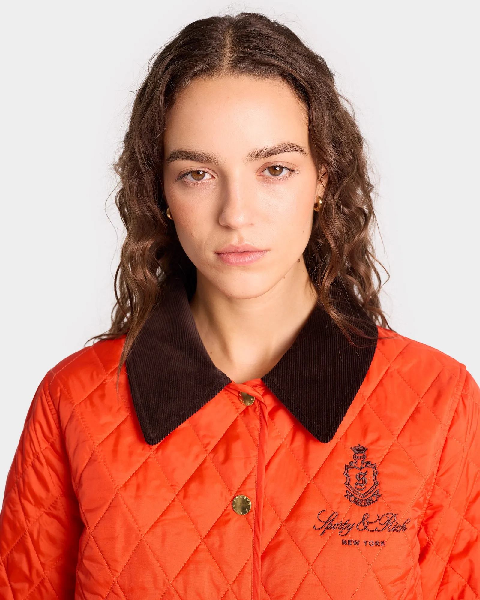 Vendome Nylon Quilted Jacket - Squash/Chocolate