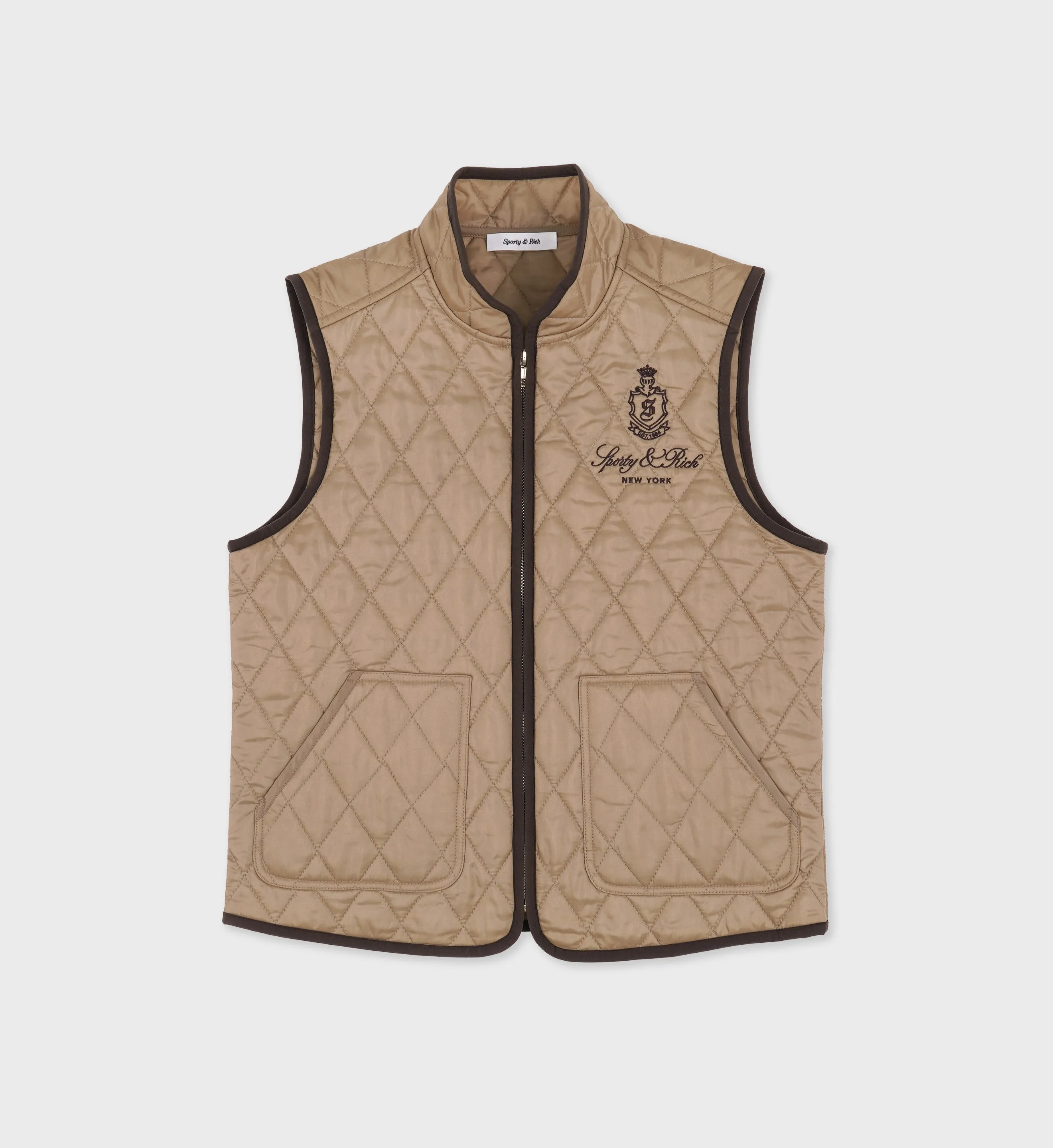 Vendome Quilted Riding Vest - Beige/Chocolate