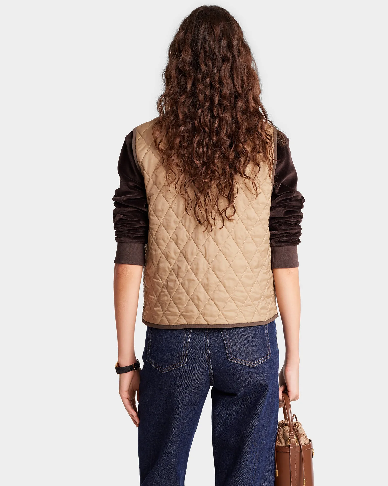 Vendome Quilted Riding Vest - Beige/Chocolate