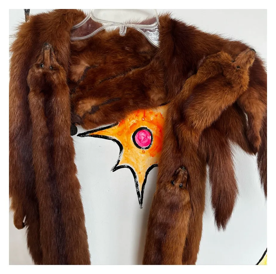 Vintage 30s 40s 50s | Brown Mink Fur Pelts Stole Scarf Wrap Boa