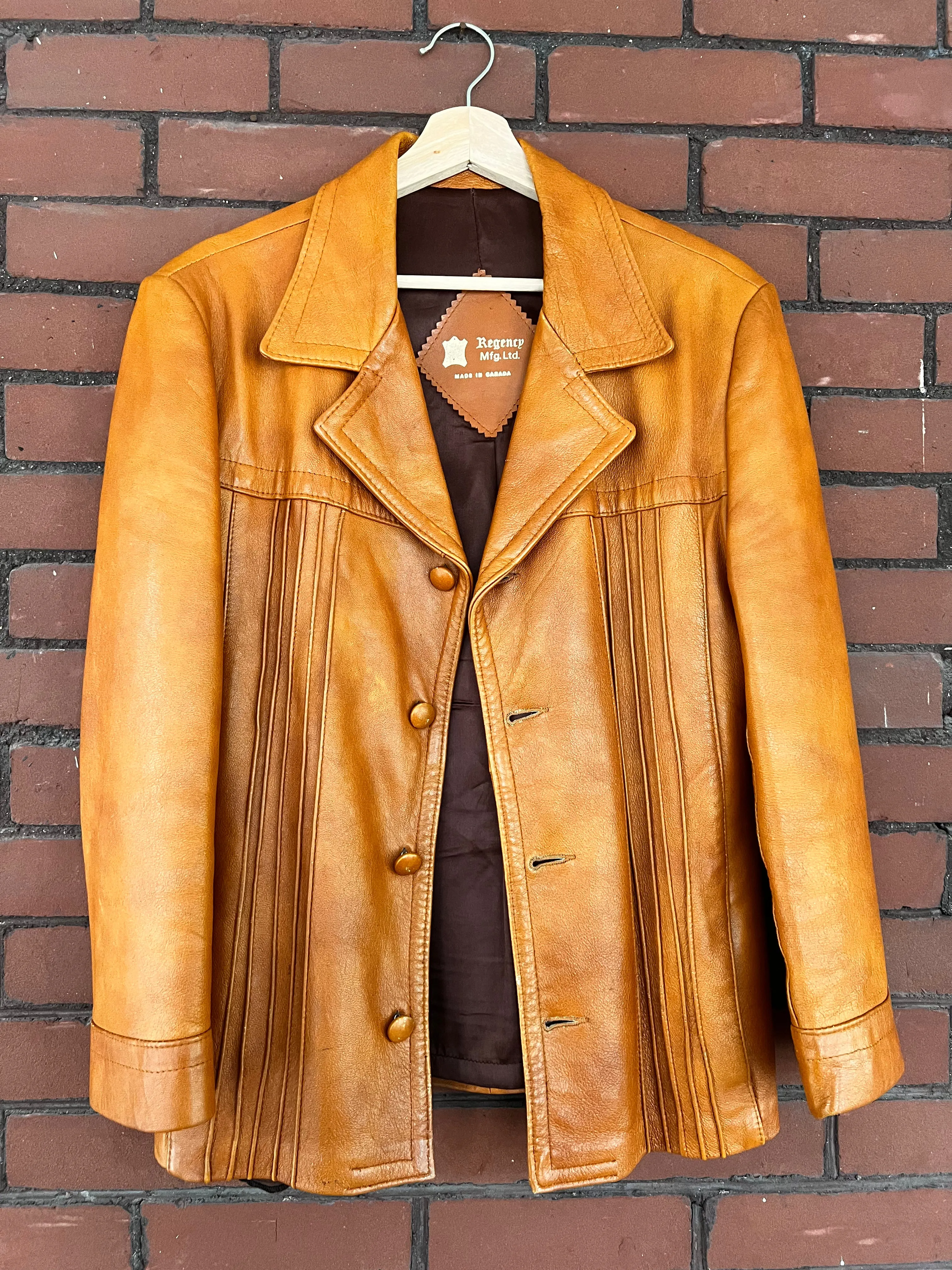 Vintage 70's Butterscotch Brown Leather Jacket (M-L)