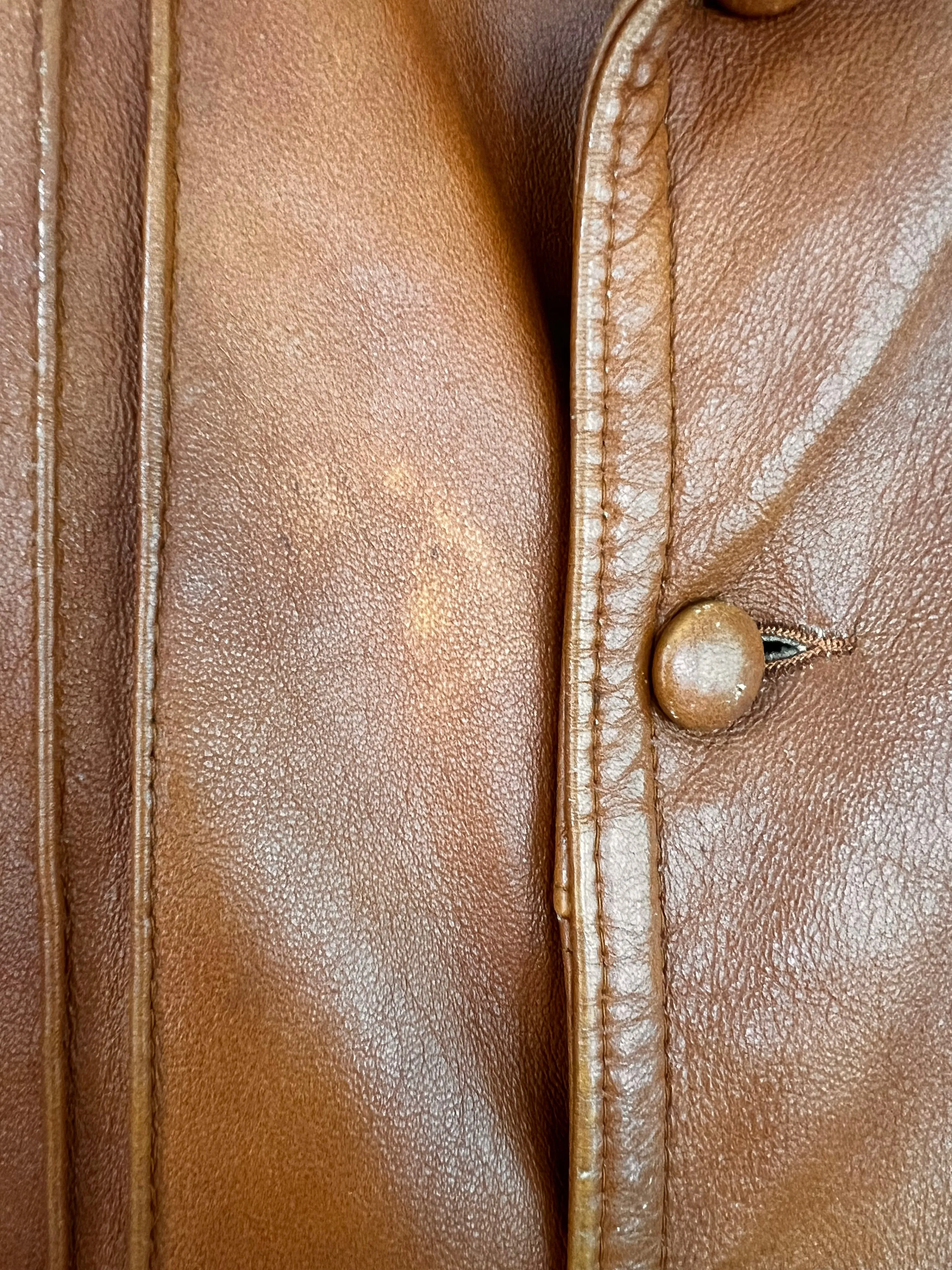 Vintage 70's Butterscotch Brown Leather Jacket (M-L)