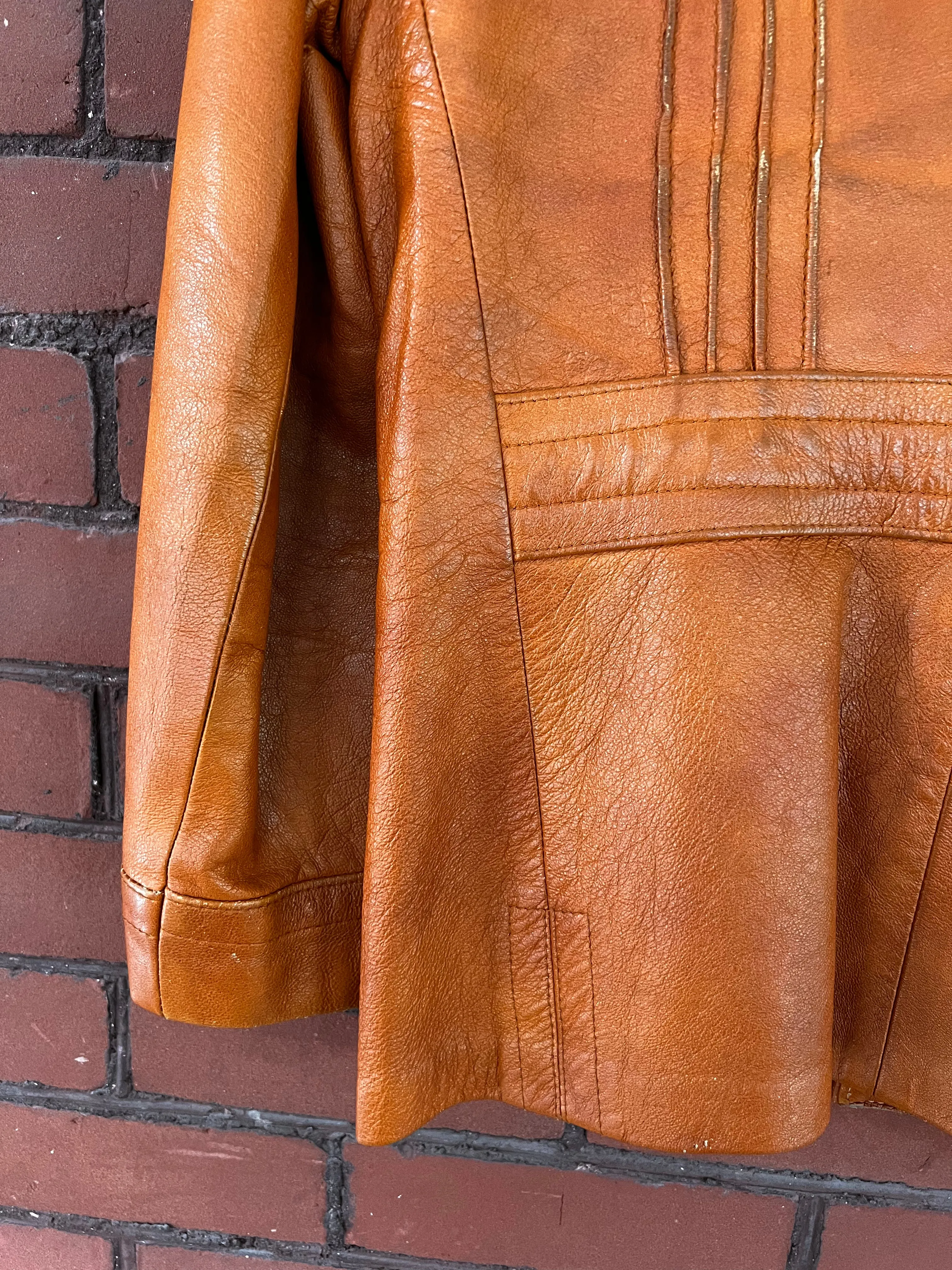 Vintage 70's Butterscotch Brown Leather Jacket (M-L)