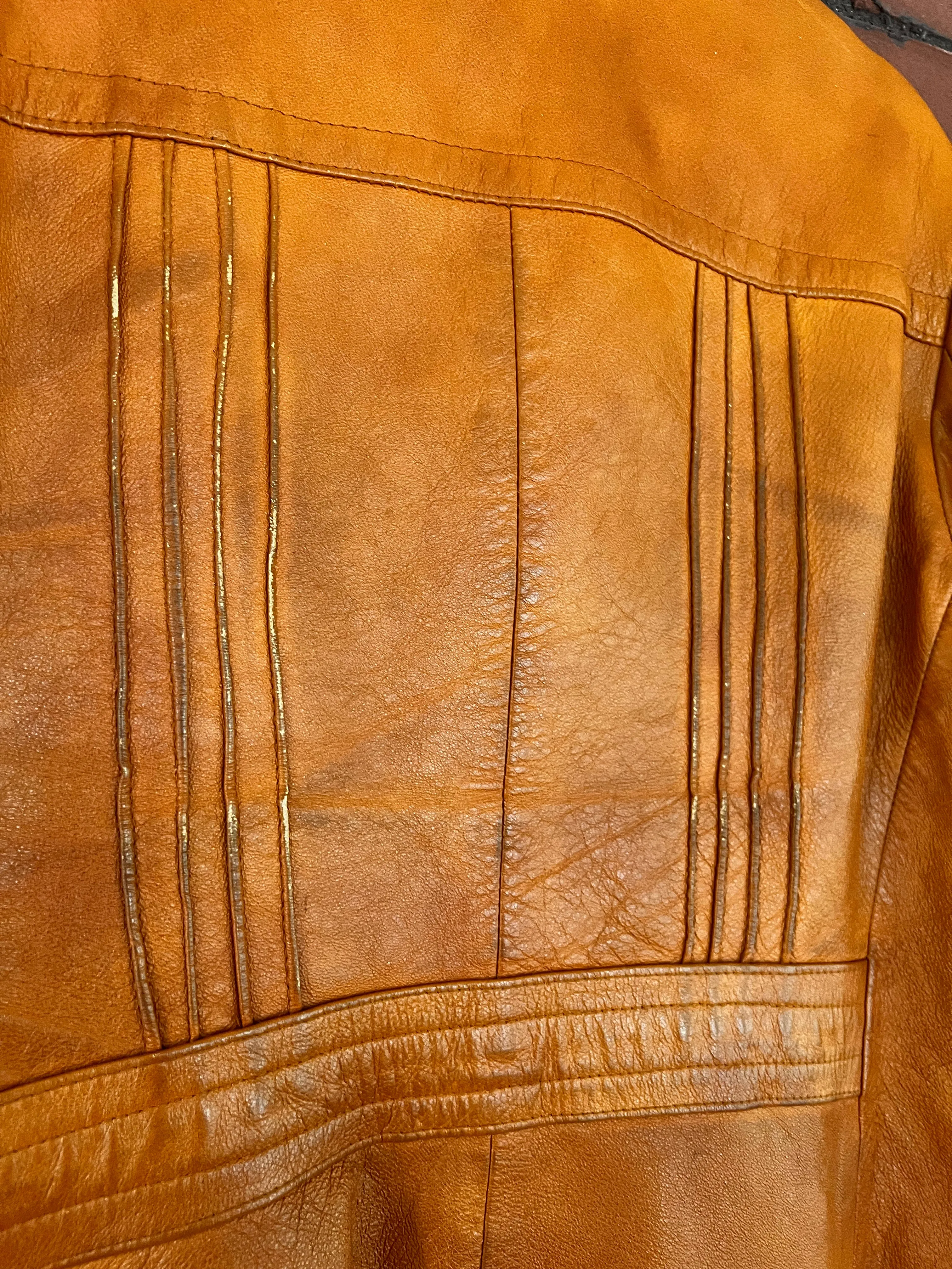 Vintage 70's Butterscotch Brown Leather Jacket (M-L)