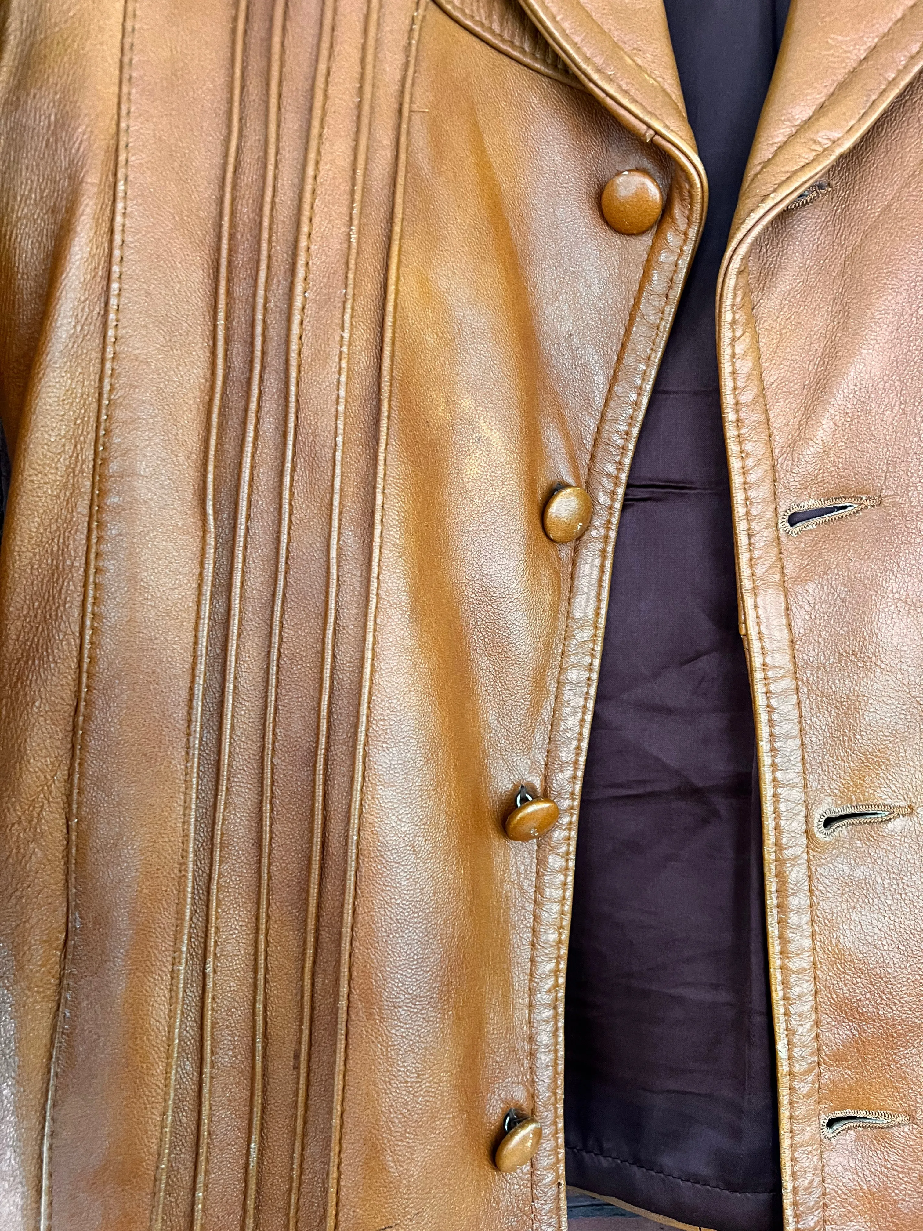 Vintage 70's Butterscotch Brown Leather Jacket (M-L)