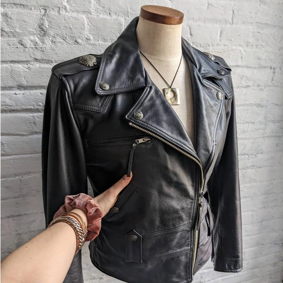 Vintage Genuine Leather Moto Jacket 90's Harley Davidson Fringe Biker Jacket