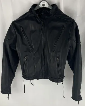 Vintage Men's Motorcycle Biker Black Leather Jacket Lace Up Sides Grunge Size S