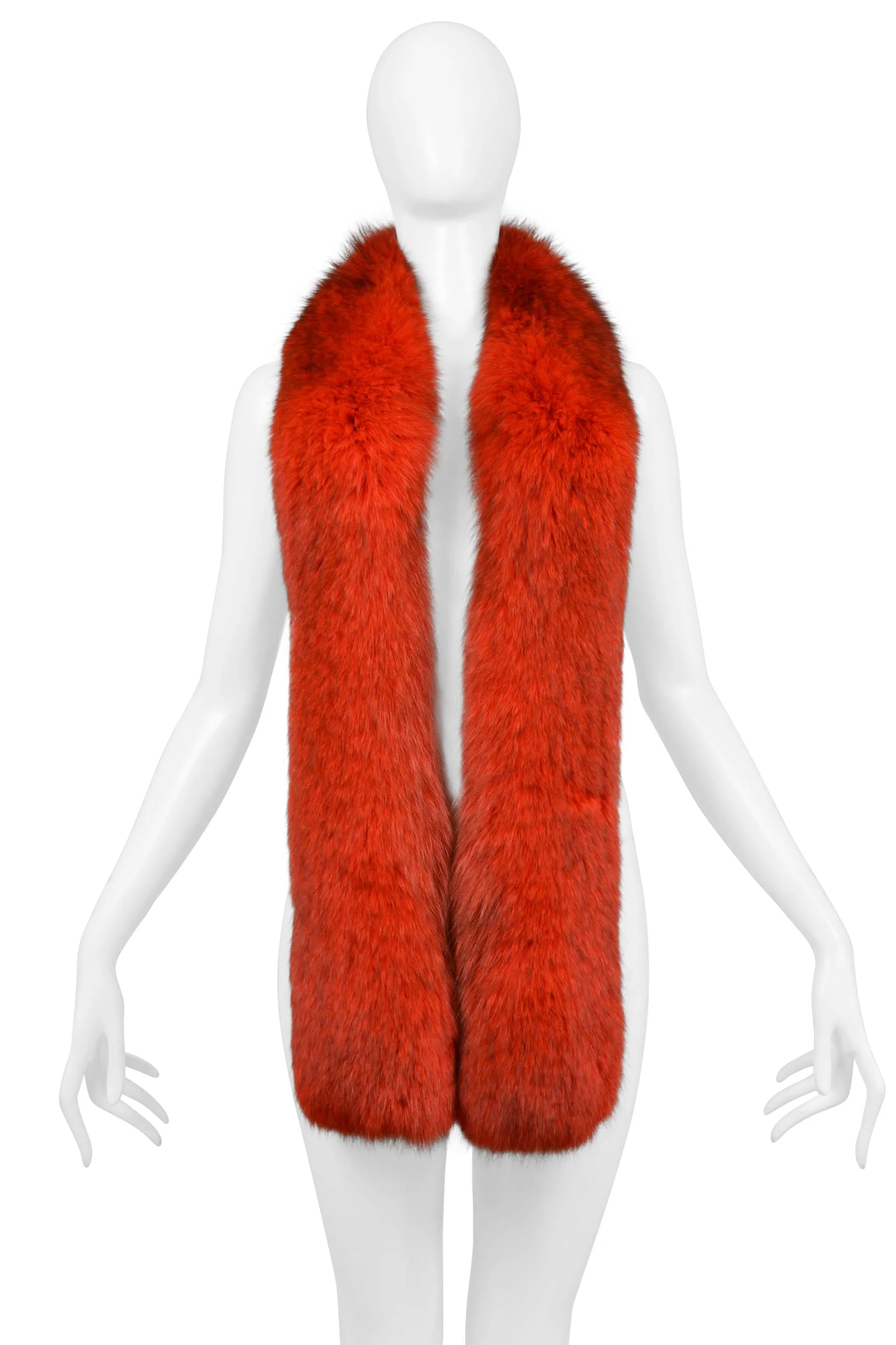 VINTAGE PRIMARY RED FOX FUR STOLE WITH VELVET BACKING