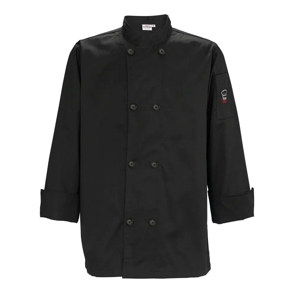 Winco UNF-6KS Tapered Chef Men's Jacket, Black, Small