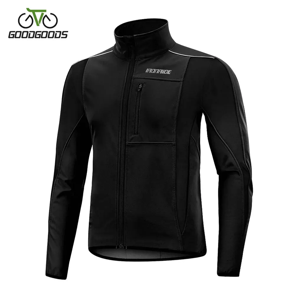 Winter Thermal Fleece Cycling Jacket MTB Bicycle Jacket Autumn Windproof Reflective Riding Jersey Windbreakers Coat