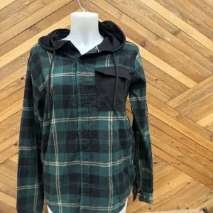 WXYZ MFG. CO. Plaid Hooded Shirt: Green/Black-unisex-MD